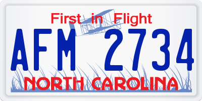 NC license plate AFM2734