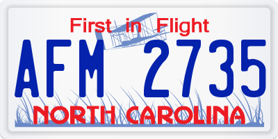 NC license plate AFM2735