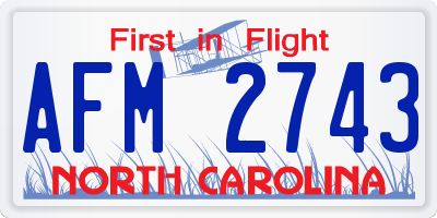 NC license plate AFM2743