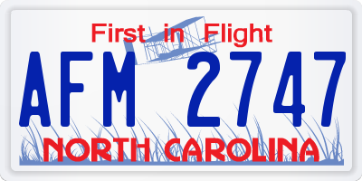 NC license plate AFM2747