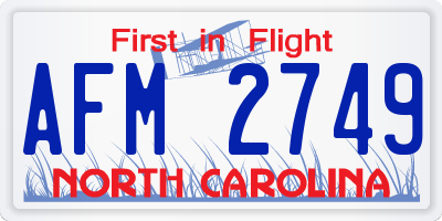 NC license plate AFM2749
