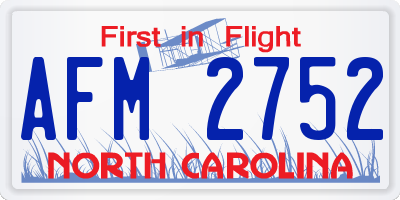 NC license plate AFM2752