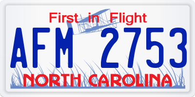 NC license plate AFM2753