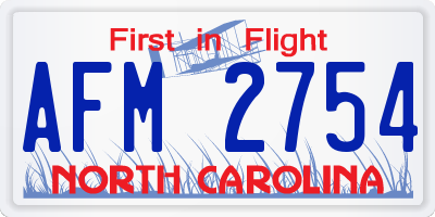 NC license plate AFM2754