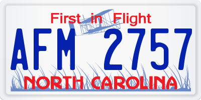 NC license plate AFM2757