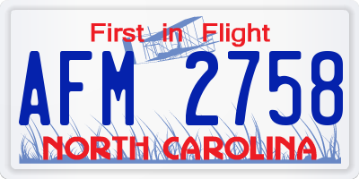 NC license plate AFM2758