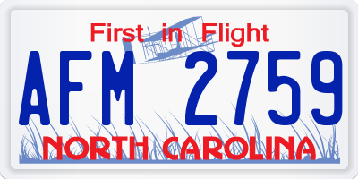 NC license plate AFM2759