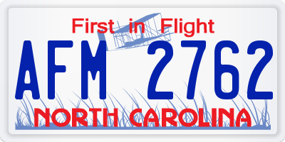 NC license plate AFM2762