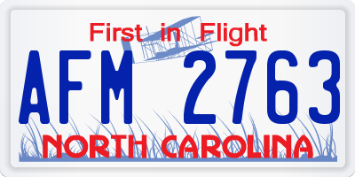 NC license plate AFM2763