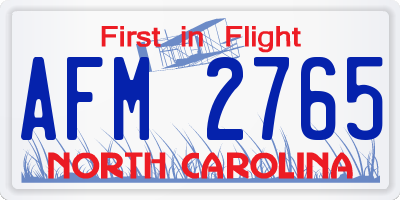 NC license plate AFM2765