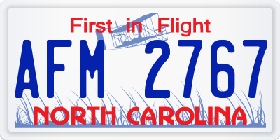 NC license plate AFM2767