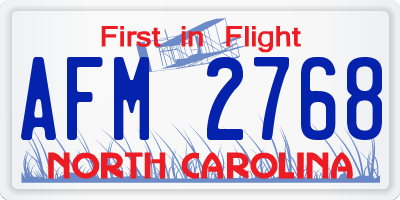 NC license plate AFM2768