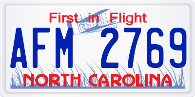 NC license plate AFM2769