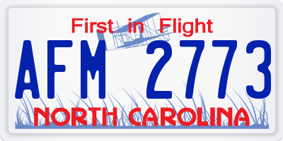 NC license plate AFM2773