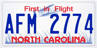 NC license plate AFM2774