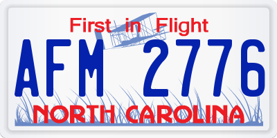 NC license plate AFM2776
