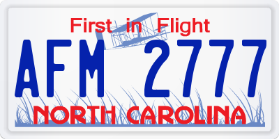 NC license plate AFM2777