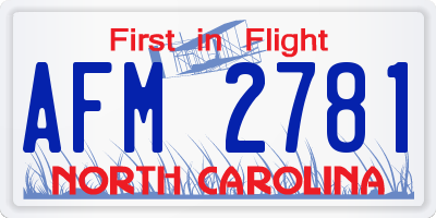NC license plate AFM2781