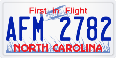 NC license plate AFM2782