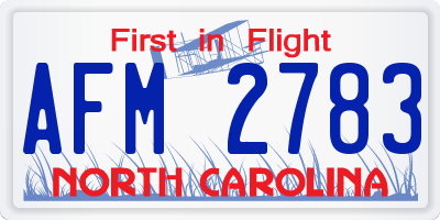 NC license plate AFM2783