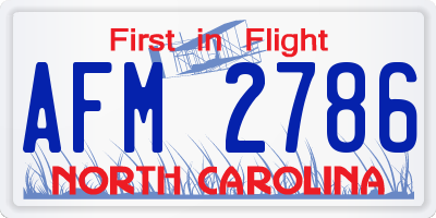 NC license plate AFM2786