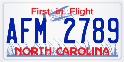 NC license plate AFM2789
