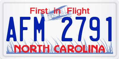 NC license plate AFM2791