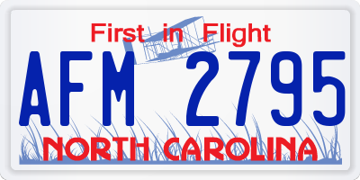 NC license plate AFM2795