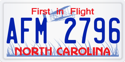 NC license plate AFM2796