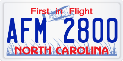 NC license plate AFM2800