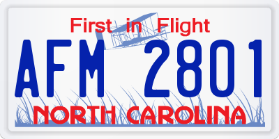 NC license plate AFM2801