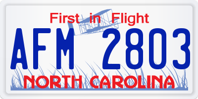 NC license plate AFM2803