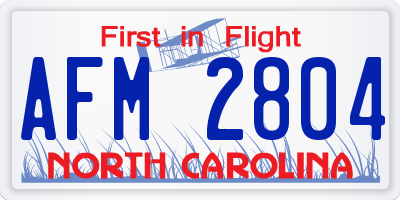 NC license plate AFM2804