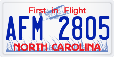 NC license plate AFM2805