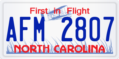 NC license plate AFM2807