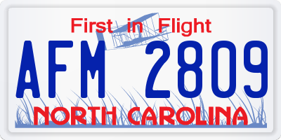 NC license plate AFM2809