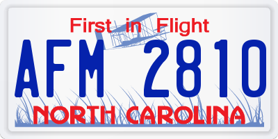 NC license plate AFM2810