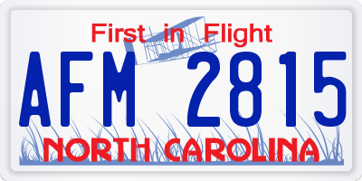 NC license plate AFM2815