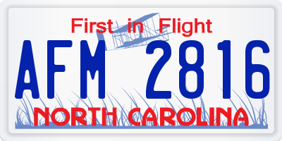 NC license plate AFM2816