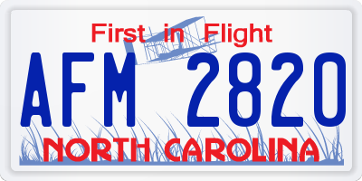 NC license plate AFM2820