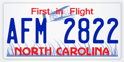 NC license plate AFM2822