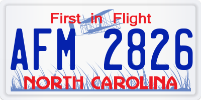 NC license plate AFM2826