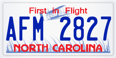NC license plate AFM2827