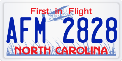 NC license plate AFM2828