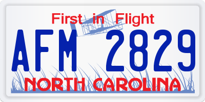 NC license plate AFM2829