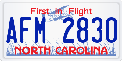 NC license plate AFM2830