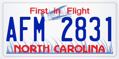 NC license plate AFM2831