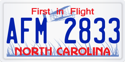 NC license plate AFM2833