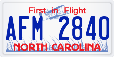 NC license plate AFM2840