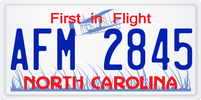 NC license plate AFM2845